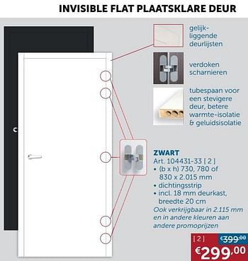 Aanbiedingen Invisible flat plaatsklare deur zwart - Geldig van 22/06/2021 tot 19/07/2021 bij Zelfbouwmarkt