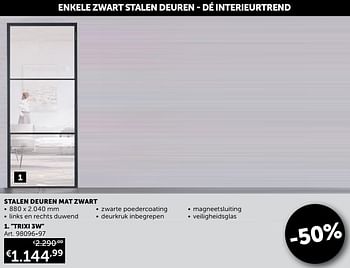 Aanbiedingen Stalen deuren mat zwart trixi 3w - Geldig van 22/06/2021 tot 19/07/2021 bij Zelfbouwmarkt