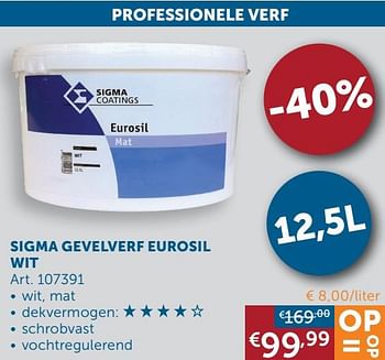 Aanbiedingen Sigma gevelverf eurosil wit - Sigma - Geldig van 22/06/2021 tot 19/07/2021 bij Zelfbouwmarkt