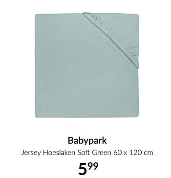 Aanbiedingen Babypark jersey hoeslaken soft green - Huismerk - Babypark - Geldig van 15/06/2021 tot 19/07/2021 bij Babypark