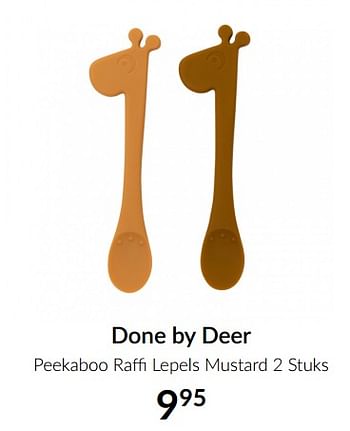 Aanbiedingen Done by deer peekaboo raffi lepels mustard - Done by Deer - Geldig van 15/06/2021 tot 19/07/2021 bij Babypark