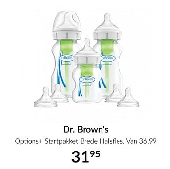 Aanbiedingen Dr. brown`s options+ startpakket brede halsfles - DrBrown's - Geldig van 15/06/2021 tot 19/07/2021 bij Babypark
