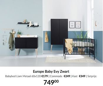 Aanbiedingen Europe baby evy zwart - Europe baby - Geldig van 15/06/2021 tot 19/07/2021 bij Babypark