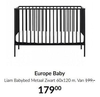 Aanbiedingen Europe baby liam babybed metaal zwart - Europe baby - Geldig van 15/06/2021 tot 19/07/2021 bij Babypark
