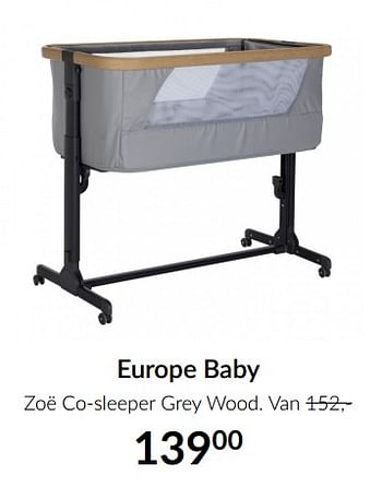 Aanbiedingen Europe baby zoë co-sleeper grey wood - Europe baby - Geldig van 15/06/2021 tot 19/07/2021 bij Babypark
