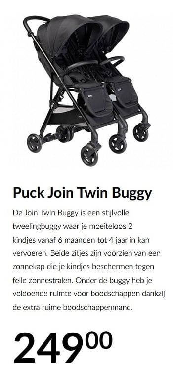 Aanbiedingen Puck join twin buggy - Puck - Geldig van 15/06/2021 tot 19/07/2021 bij Babypark