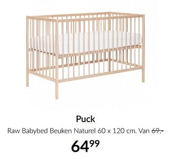 Aanbiedingen Puck raw babybed beuken naturel - Puck - Geldig van 15/06/2021 tot 19/07/2021 bij Babypark