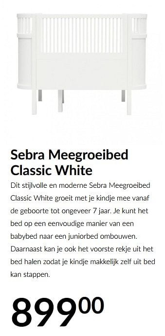 Aanbiedingen Sebra meegroeibed classic white - Sebra - Geldig van 15/06/2021 tot 19/07/2021 bij Babypark