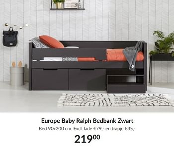 Aanbiedingen Europe baby ralph bedbank zwart - Europe baby - Geldig van 15/06/2021 tot 19/07/2021 bij Babypark
