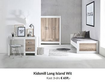 Aanbiedingen Kidsmill long island wit kast 3-drs - Kidsmill - Geldig van 15/06/2021 tot 19/07/2021 bij Babypark