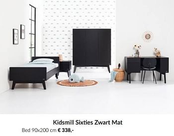 Aanbiedingen Kidsmill sixties zwart mat bed - Kidsmill - Geldig van 15/06/2021 tot 19/07/2021 bij Babypark