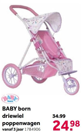 Aanbiedingen Baby born driewiel poppenwagen - Baby Born - Geldig van 19/06/2021 tot 04/07/2021 bij Intertoys