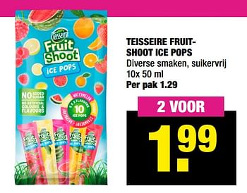 Aanbiedingen Teisseire fruitshoot ice pops - Teisseire - Geldig van 21/06/2021 tot 04/07/2021 bij Big Bazar