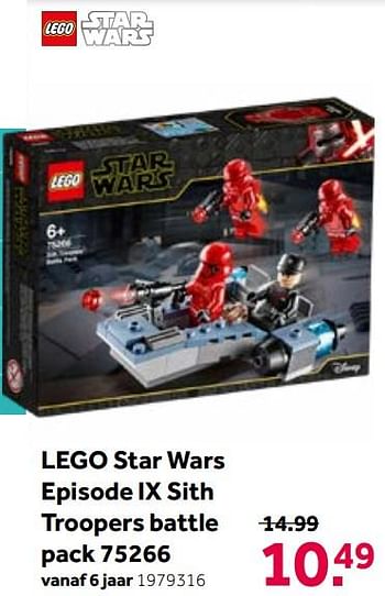 Aanbiedingen Lego star wars episode ix sith troopers battle pack 75266 - Lego - Geldig van 19/06/2021 tot 04/07/2021 bij Intertoys