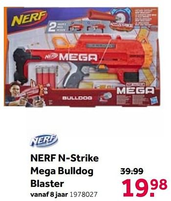 Aanbiedingen Nerf n-strike mega bulldog blaster - Nerf - Geldig van 19/06/2021 tot 04/07/2021 bij Intertoys