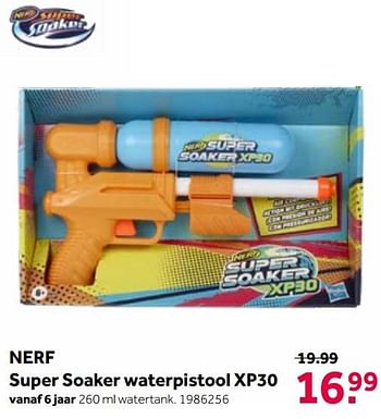 Aanbiedingen Nerf super soaker waterpistool xp30 - Nerf - Geldig van 19/06/2021 tot 04/07/2021 bij Intertoys