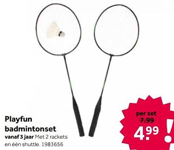 Aanbiedingen Playfun badmintonset - Playfun - Geldig van 19/06/2021 tot 04/07/2021 bij Intertoys