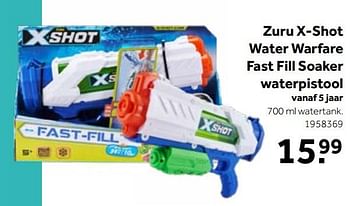 Aanbiedingen Zuru x-shot water warfare fast fill soaker waterpistool - Zuru - Geldig van 19/06/2021 tot 04/07/2021 bij Intertoys