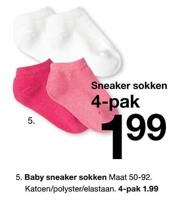 Aanbiedingen Baby sneaker sokken - Huismerk - Zeeman  - Geldig van 01/02/2021 tot 30/06/2021 bij Zeeman