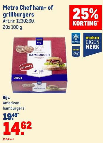 Aanbiedingen American hamburgers - Huismerk - Makro - Geldig van 23/06/2021 tot 20/07/2021 bij Makro