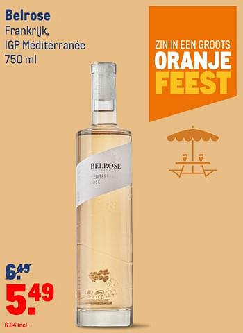 Aanbiedingen Belrose frankrijk igp méditérranée - Rosé wijnen - Geldig van 23/06/2021 tot 20/07/2021 bij Makro