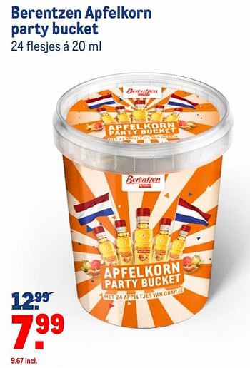 Aanbiedingen Berentzen apfelkorn party bucket - Berentzen - Geldig van 23/06/2021 tot 20/07/2021 bij Makro
