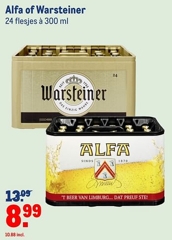 Aanbiedingen Alfa of warsteiner - Huismerk - Makro - Geldig van 23/06/2021 tot 20/07/2021 bij Makro