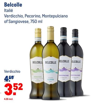 Aanbiedingen Belcolle italië verdicchio - Witte wijnen - Geldig van 23/06/2021 tot 20/07/2021 bij Makro