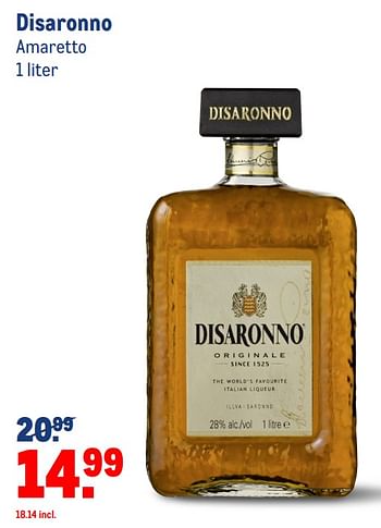 Aanbiedingen Disaronno amaretto - Disaronno - Geldig van 23/06/2021 tot 20/07/2021 bij Makro