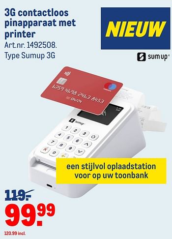 Aanbiedingen Sumup` 3g contactloos pinapparaat met printer - Sumup' - Geldig van 23/06/2021 tot 20/07/2021 bij Makro