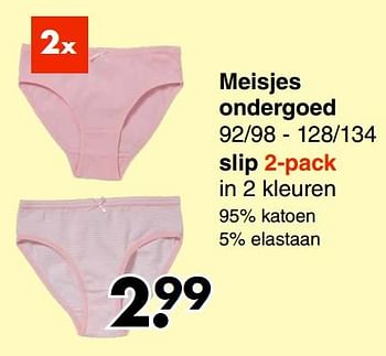 Aanbiedingen Meisjes ondergoed slip - Huismerk - Wibra - Geldig van 21/06/2021 tot 04/07/2021 bij Wibra
