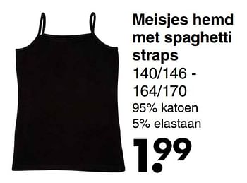 Aanbiedingen Meisjes hemd met spaghetti straps - Huismerk - Wibra - Geldig van 21/06/2021 tot 04/07/2021 bij Wibra