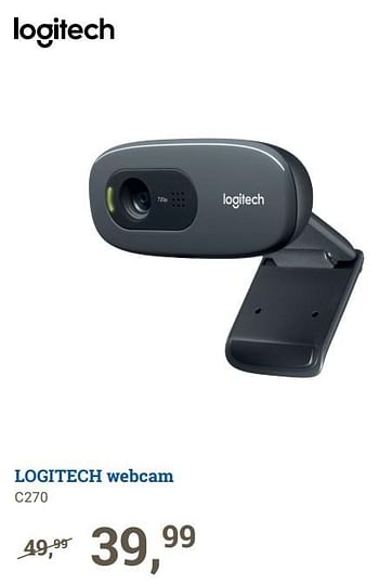 Aanbiedingen Logitech webcam c270 - Logitech - Geldig van 21/06/2021 tot 04/07/2021 bij BCC