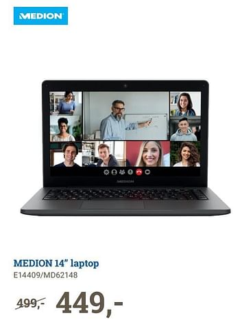 Aanbiedingen Medion 14`` laptop e14409-md62148 - Medion - Geldig van 21/06/2021 tot 04/07/2021 bij BCC
