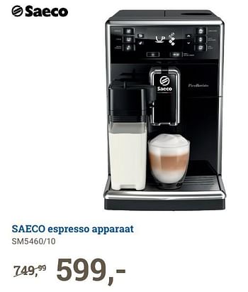 Aanbiedingen Saeco espresso apparaat sm5460-10 - Saeco - Geldig van 21/06/2021 tot 04/07/2021 bij BCC