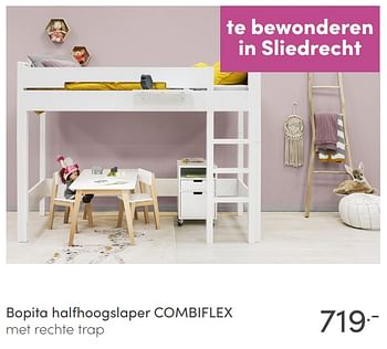 Aanbiedingen Bopita halfhoogslaper combiflex - Bopita - Geldig van 27/06/2021 tot 03/07/2021 bij Baby & Tiener Megastore