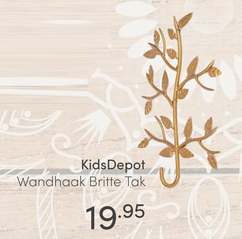 Aanbiedingen Kidsdepot wandhaak britte tak - KidsDepot  - Geldig van 27/06/2021 tot 03/07/2021 bij Baby & Tiener Megastore