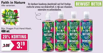 Aanbiedingen Faith in nature dragon fruit hand wash - Faith in Nature  - Geldig van 23/06/2021 tot 10/07/2021 bij De Online Drogist