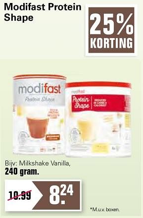 Aanbiedingen Modifast protein shape milkshake vanilla - Modifast - Geldig van 23/06/2021 tot 10/07/2021 bij De Online Drogist