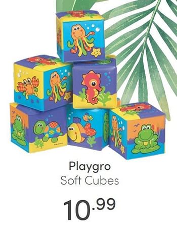 Aanbiedingen Playgro soft cubes - Playgro - Geldig van 27/06/2021 tot 03/07/2021 bij Baby & Tiener Megastore