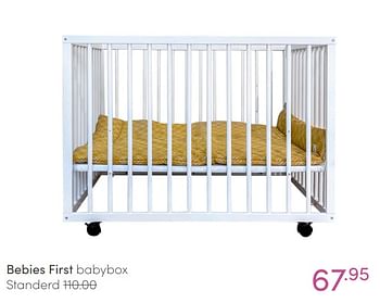 Aanbiedingen Bebies first babybox standerd - bebiesfirst - Geldig van 27/06/2021 tot 03/07/2021 bij Baby & Tiener Megastore