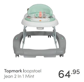 Aanbiedingen Topmark loopstoel jean 2 in 1 mint - Topmark - Geldig van 27/06/2021 tot 03/07/2021 bij Baby & Tiener Megastore
