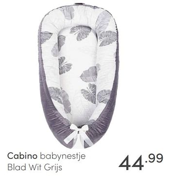 Aanbiedingen Cabino babynestje blad wit grijs - Cabino - Geldig van 04/07/2021 tot 10/07/2021 bij Baby & Tiener Megastore