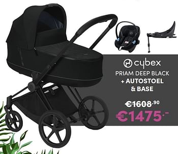 Aanbiedingen Priam deep black + autostoel + base - Cybex - Geldig van 04/07/2021 tot 10/07/2021 bij Baby & Tiener Megastore