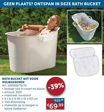 Aanbiedingen Bath bucket wit voor volwassenen - Geldig van 20/07/2021 tot 16/08/2021 bij Zelfbouwmarkt