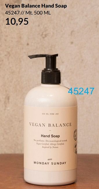 Aanbiedingen Vegan balance hand soap - Monday Sunday - Geldig van 25/05/2021 tot 31/08/2021 bij Bonaparte
