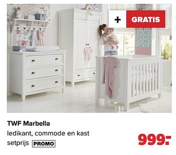 Aanbiedingen Twf marbella ledikant, commode en kast - TWF - Geldig van 05/07/2021 tot 31/07/2021 bij Baby-Dump