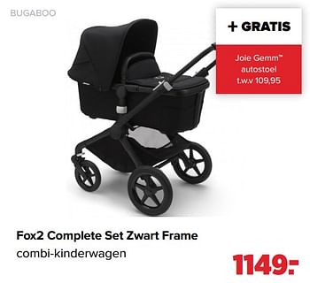 Aanbiedingen Fox2 complete set zwart frame combi-kinderwagen - Bugaboo - Geldig van 05/07/2021 tot 31/07/2021 bij Baby-Dump