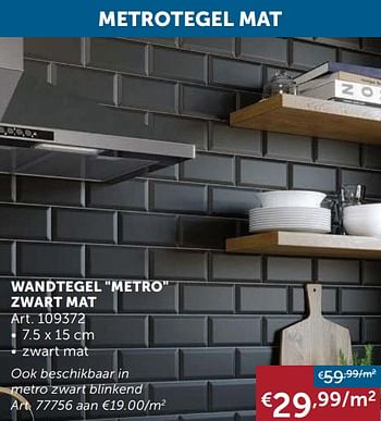 Aanbiedingen Wandtegel metro zwart mat - Geldig van 20/07/2021 tot 16/08/2021 bij Zelfbouwmarkt