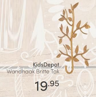 Aanbiedingen Kidsdepot wandhaak britte tak - KidsDepot  - Geldig van 10/07/2021 tot 17/07/2021 bij Baby & Tiener Megastore